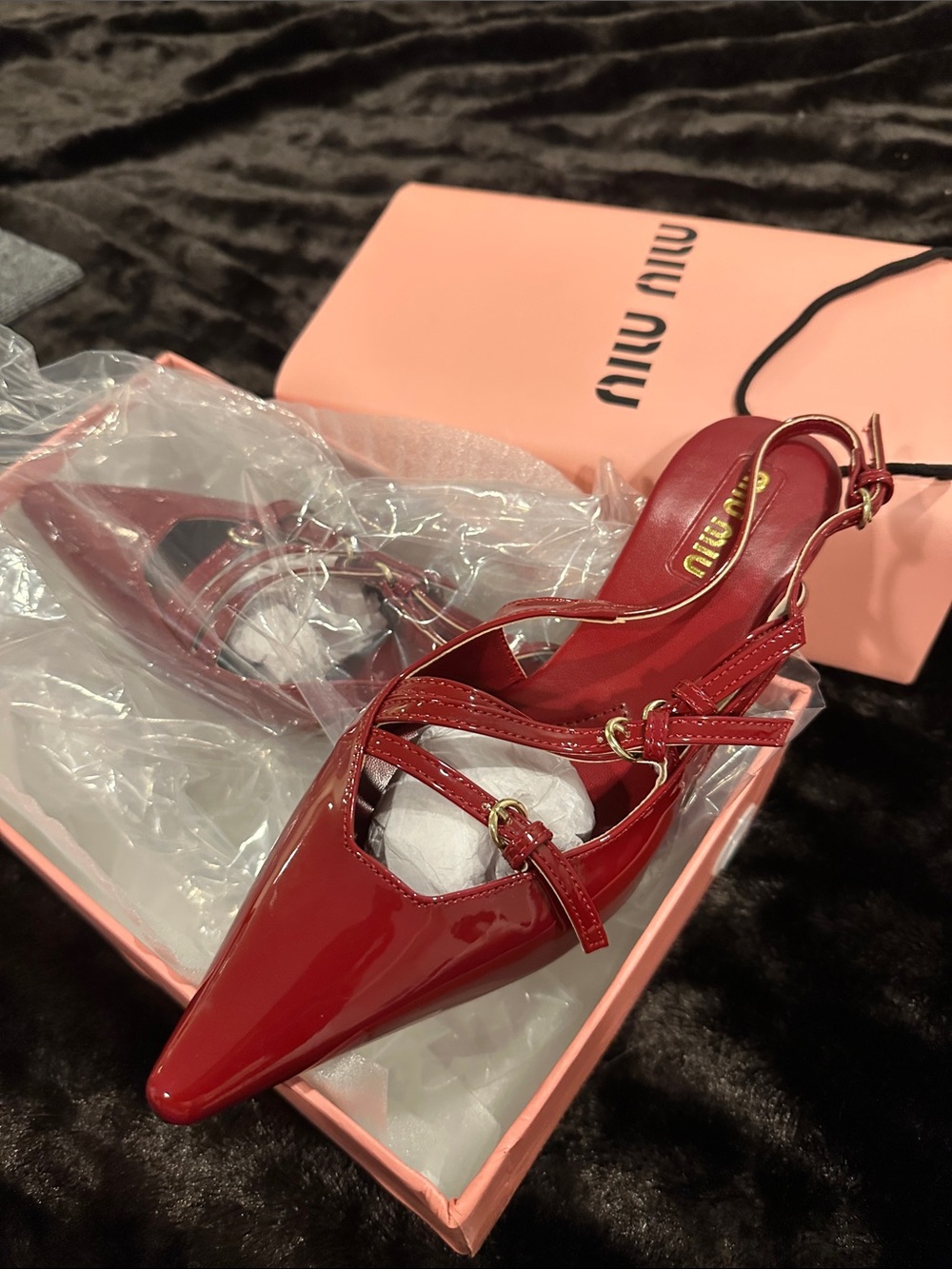 Red Patent Leather Pointed Slingback Heels